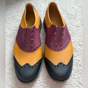 BIION Oxford Wingtips Spikeless Golf Shoes  Mens 7  | Womens 9 Colorblock Rubber